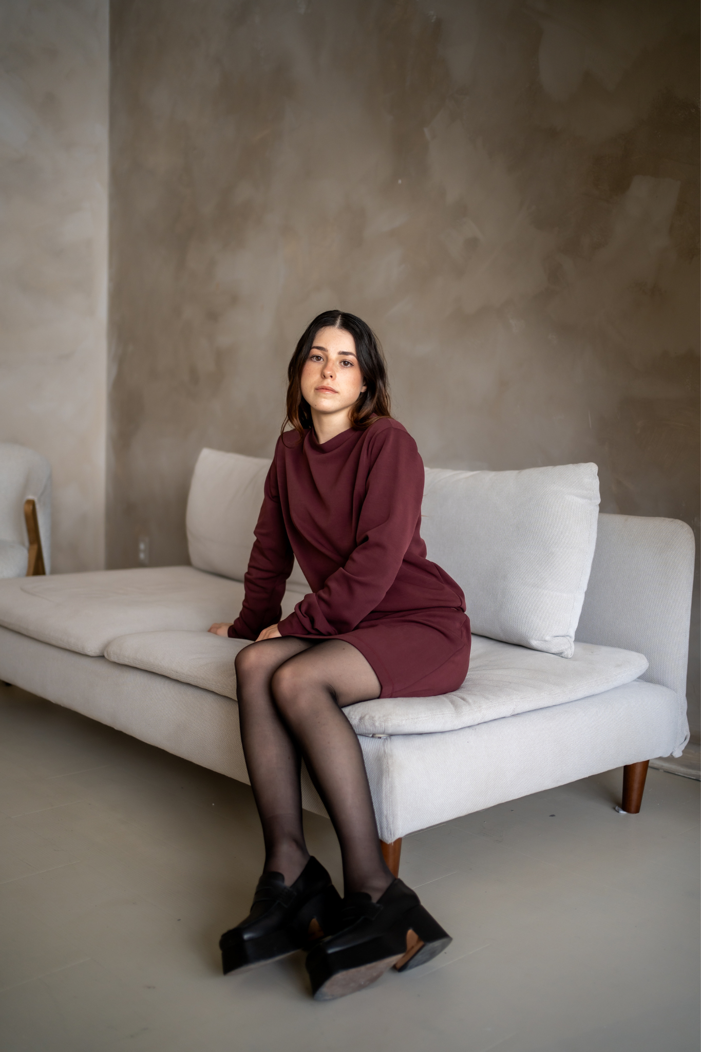Orhéa - Chandail à col rond rouge vin