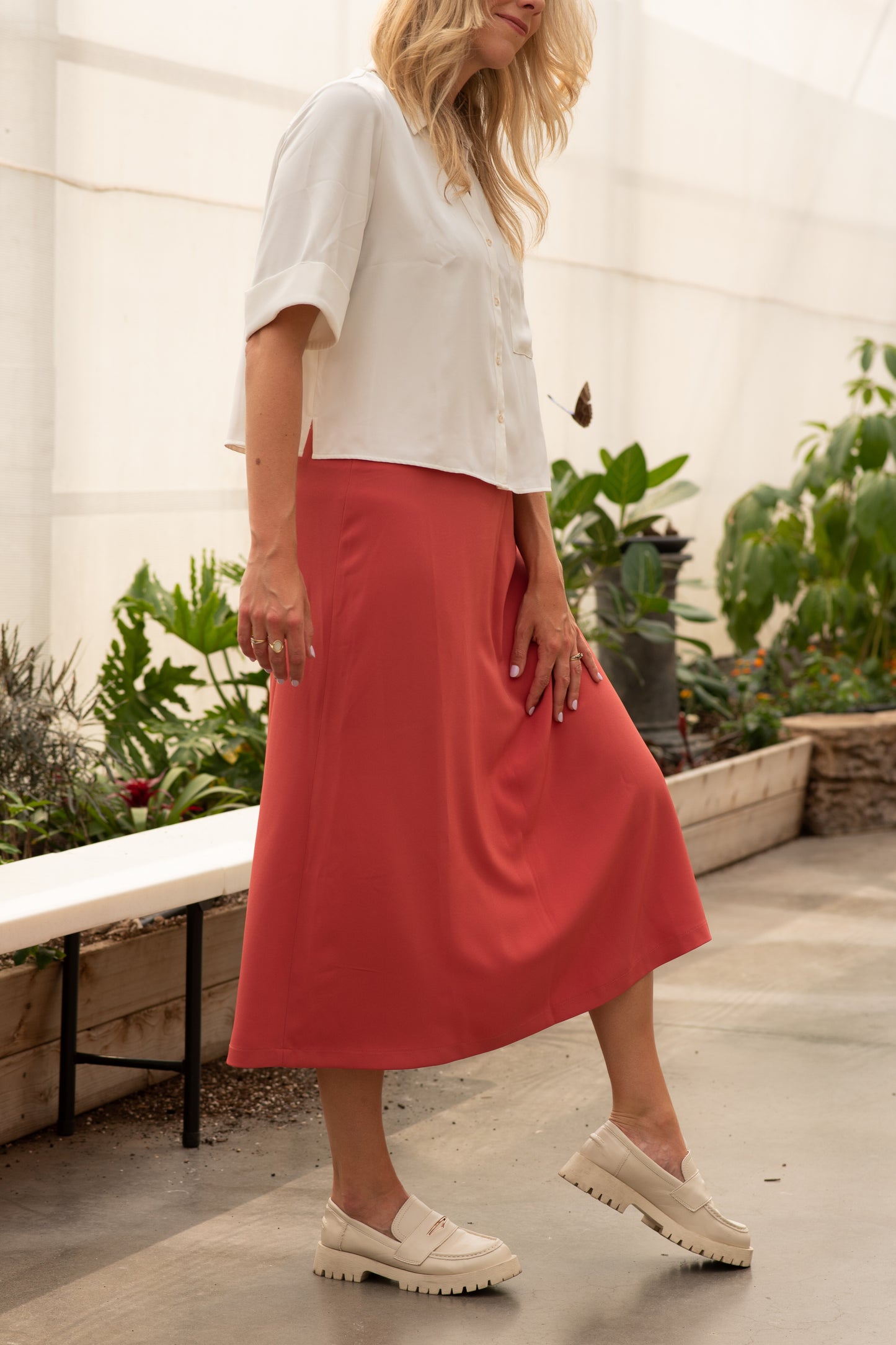 Peach Blush - Coral Slit Skirt