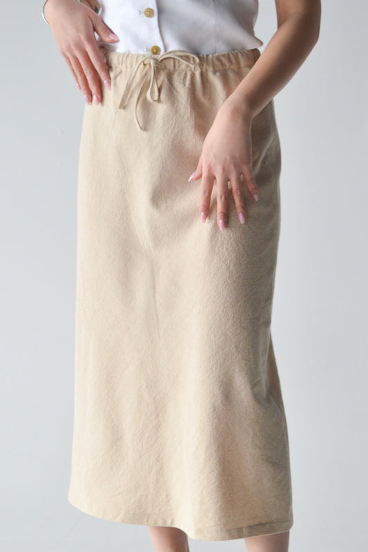 Merida - Jupe en coton organique beige avec cordon