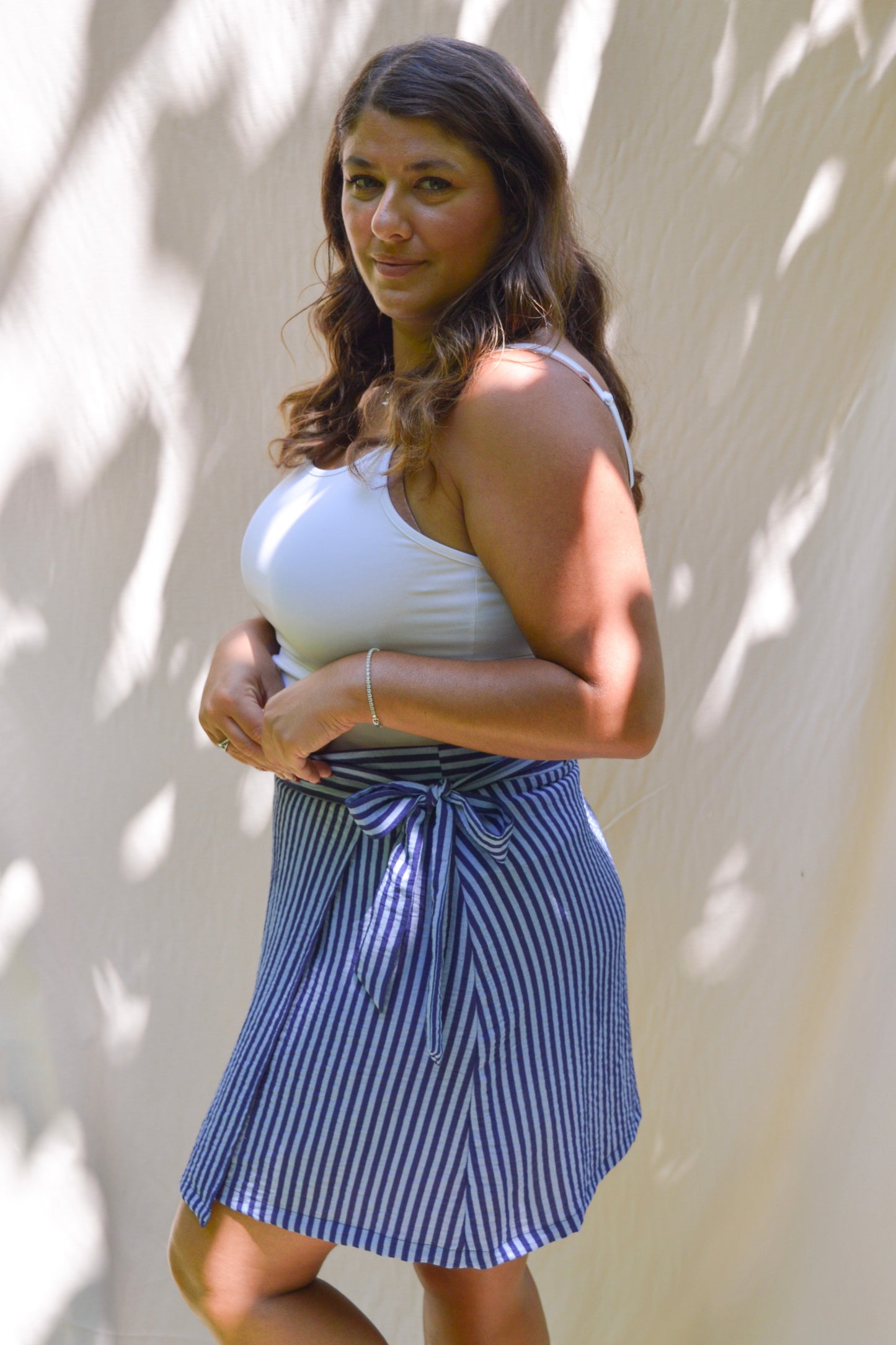 Ophée - Navy striped wrap skirt