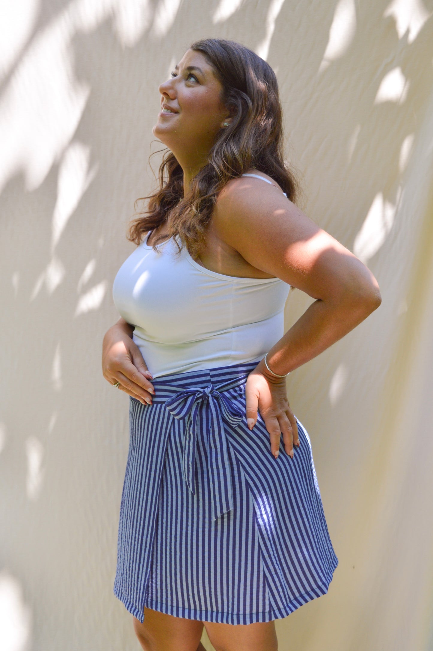 Ophée - Navy striped wrap skirt
