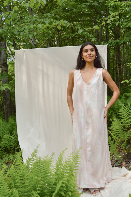 Cadry - Robe réversible à carreaux roses et blancs