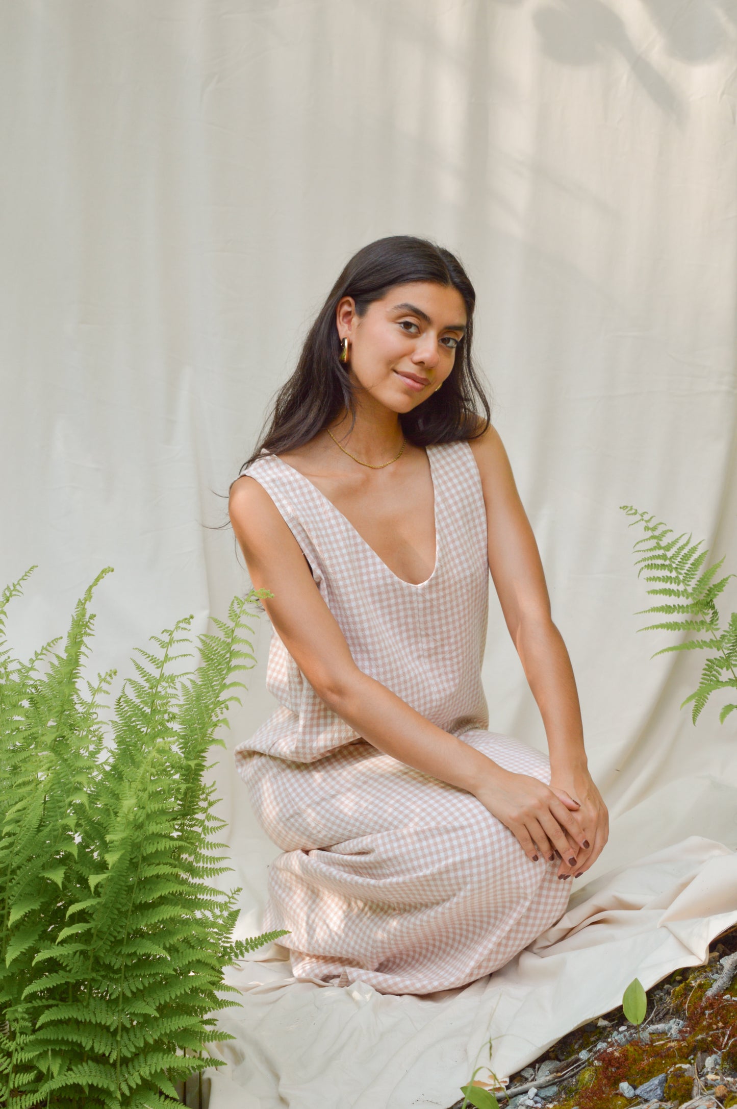 Cadry - Robe réversible à carreaux roses et blancs