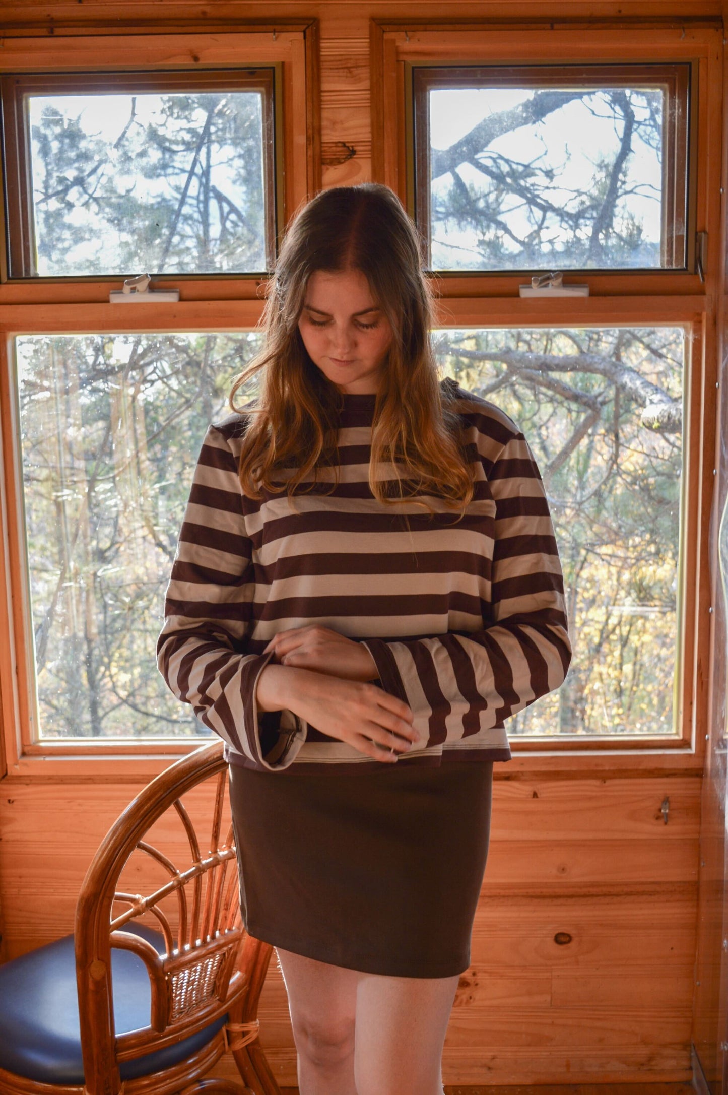 Crema - Striped long-sleeve round-neck shirt