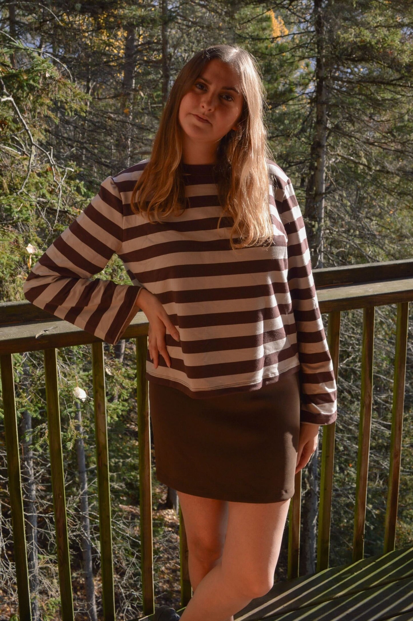Crema - Striped long-sleeve round-neck shirt