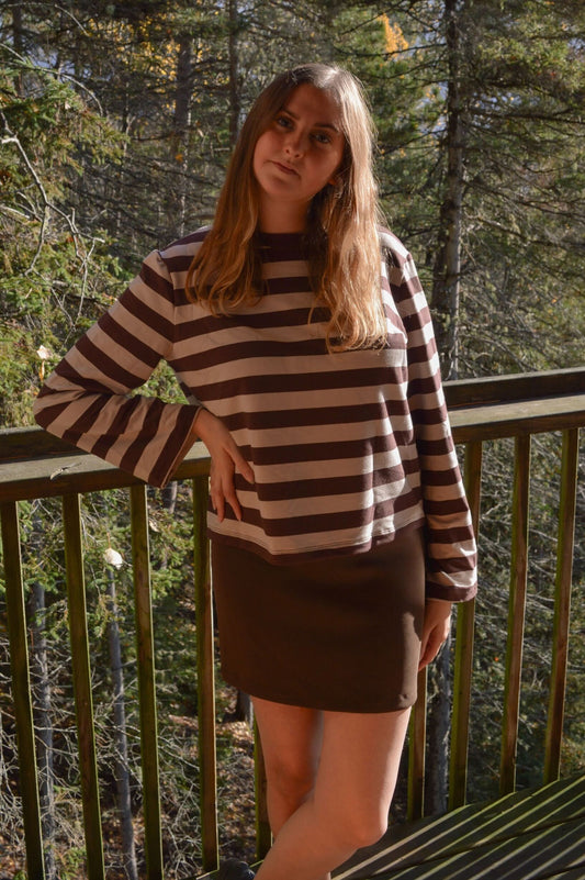 Crema - Striped long-sleeve round-neck shirt